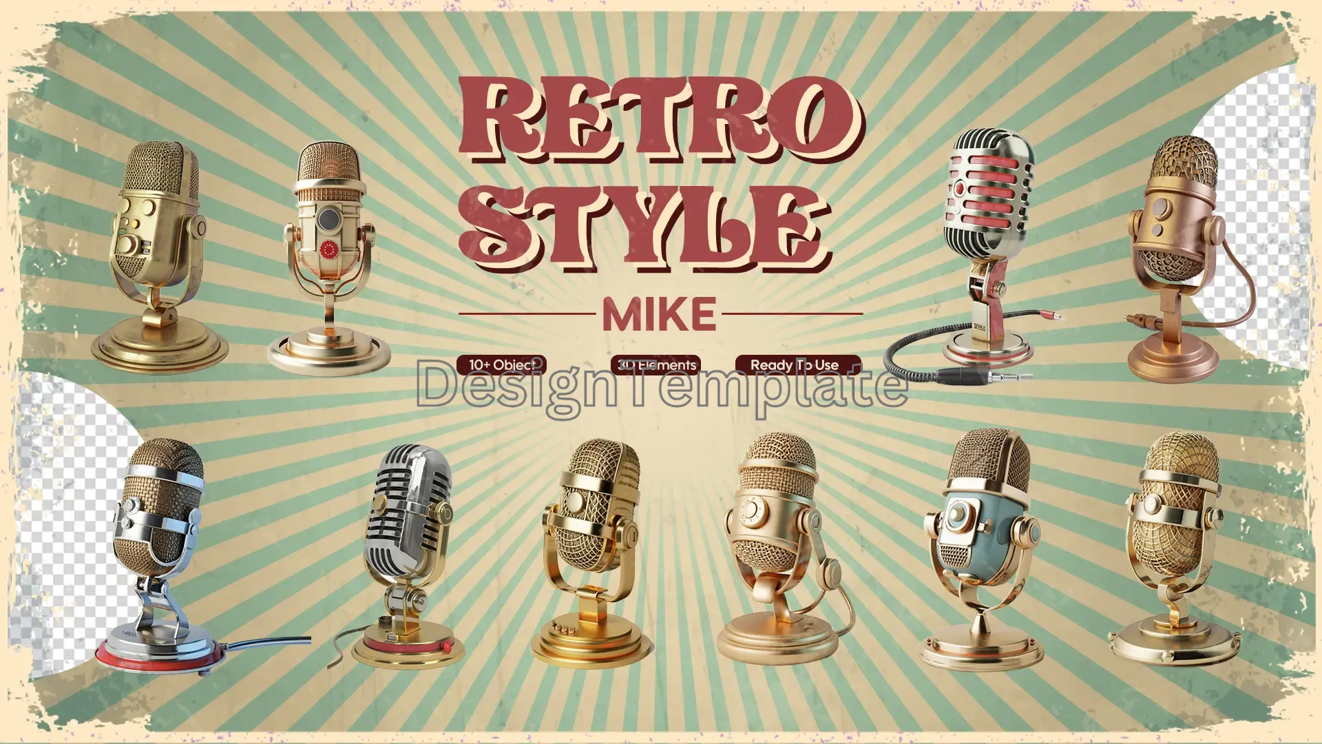 Vintage Vibes 3D Retro Style Microphone Collection